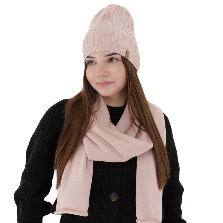 Dames winter set (muts en sjaal), roze, Fena