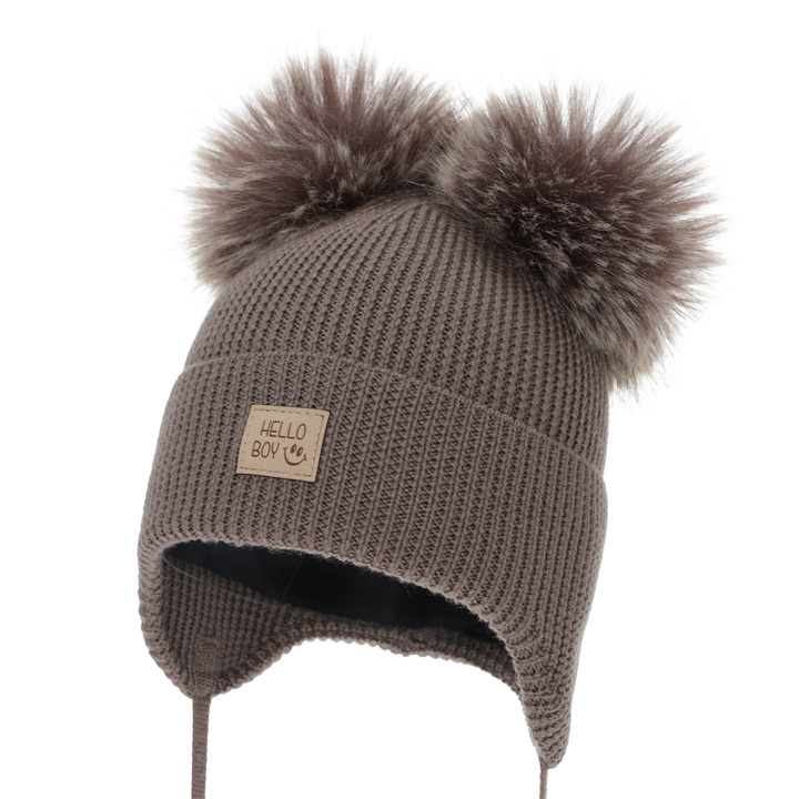 Jongens wintermuts, blauw, 100% Merino Wol, gevoerd met wollen fleece, Tambor