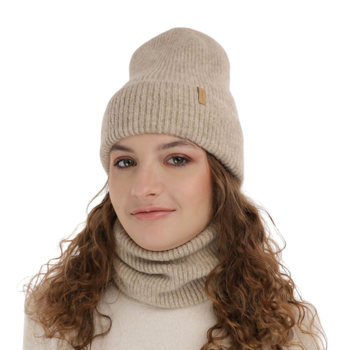 Ensemble d'hiver fille: bonnet et snood, beige, Edila