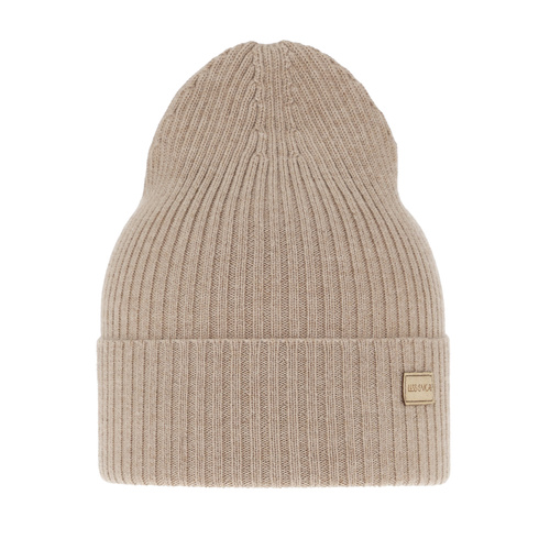 Bonnet d'hiver femme, hiver, beige foncé, 100% Laine Mérinos Extrafine, Sophie