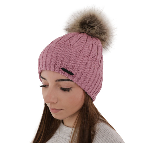 Bonnet d'hiver femme, violet, avec laine mérinos, Talaria