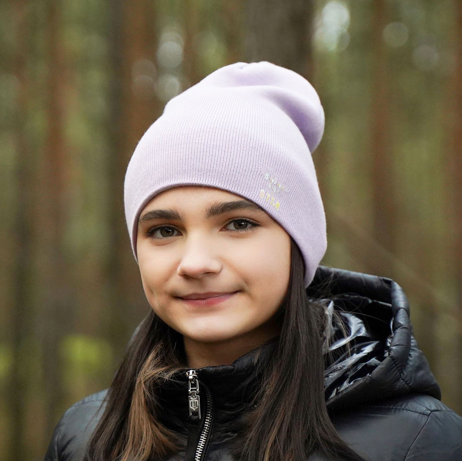 Meisjes wintermuts, paars, dubbelzijdig, Estrela