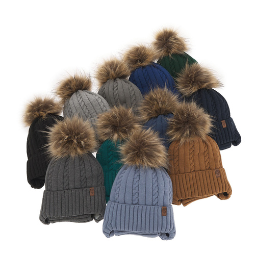 Ensemble d'hiver garçon: bonnet et snood, vert émeraude, avec pompon, avec liens, Peter