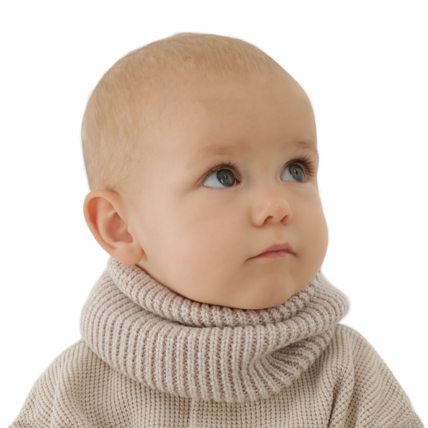 Snood d'hiver enfant, bleu marine, avec laine mérinos, Vanilla