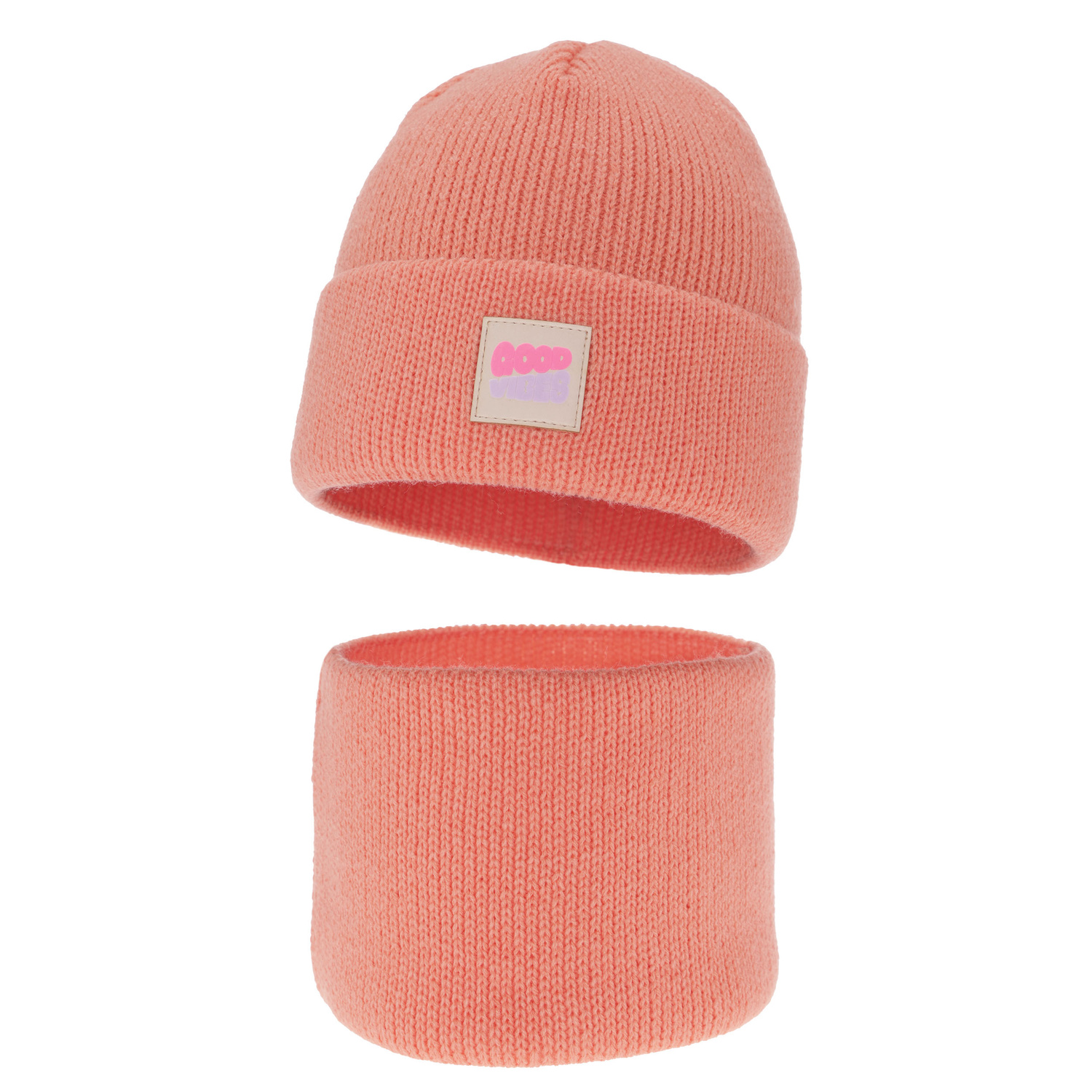 Ensemble d'hiver fille: bonnet et snood, orange, avec pompon, Josephin