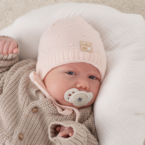 Bonnet automne/printemps fille, rose, avec liens, Celine