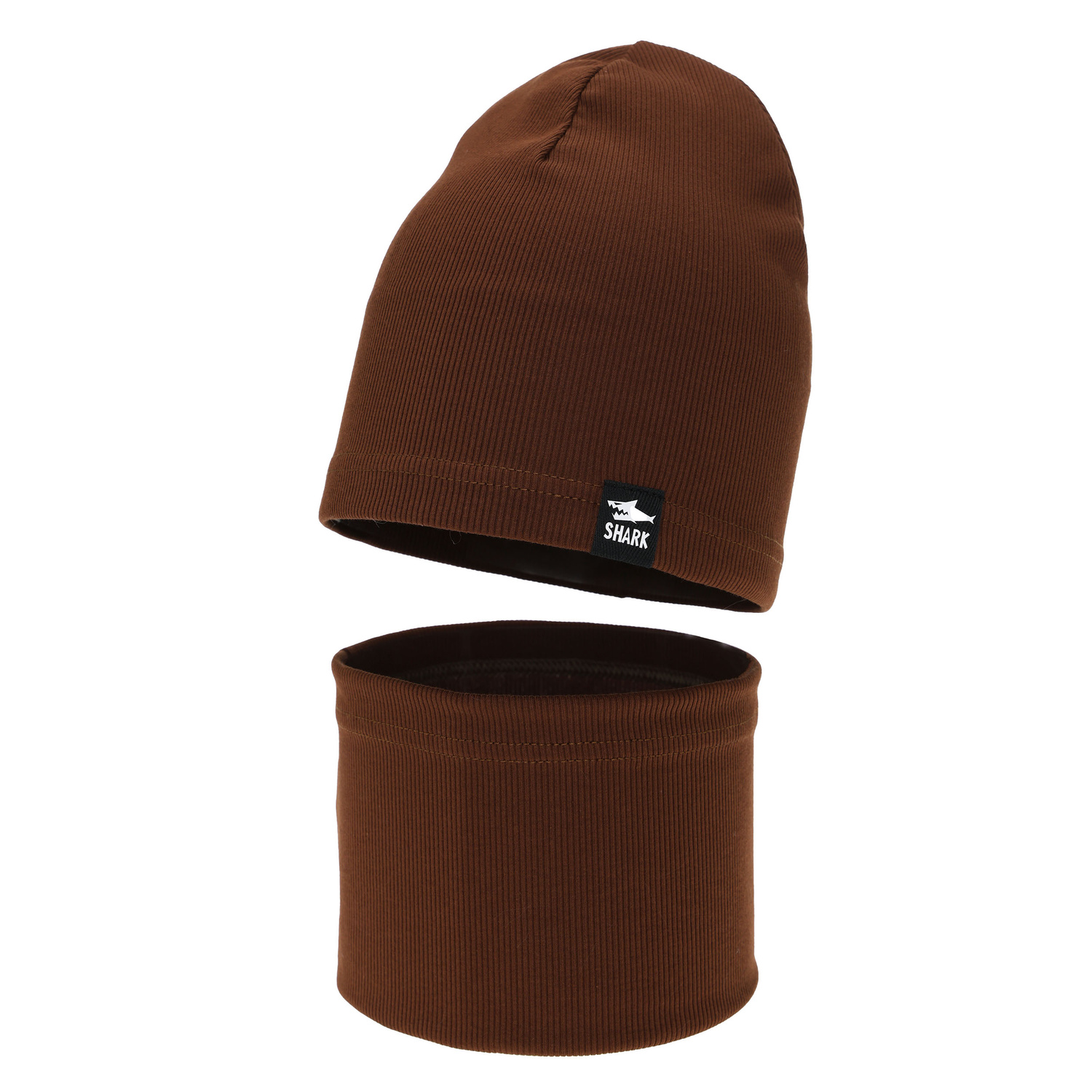 Ensemble automne/printemps garçon: bonnet et snood, brun, Rumel