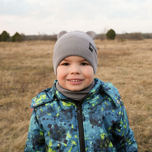 Jongens herfst/lente set muts en buissjaal, met katoen, marineblauw, Grajan