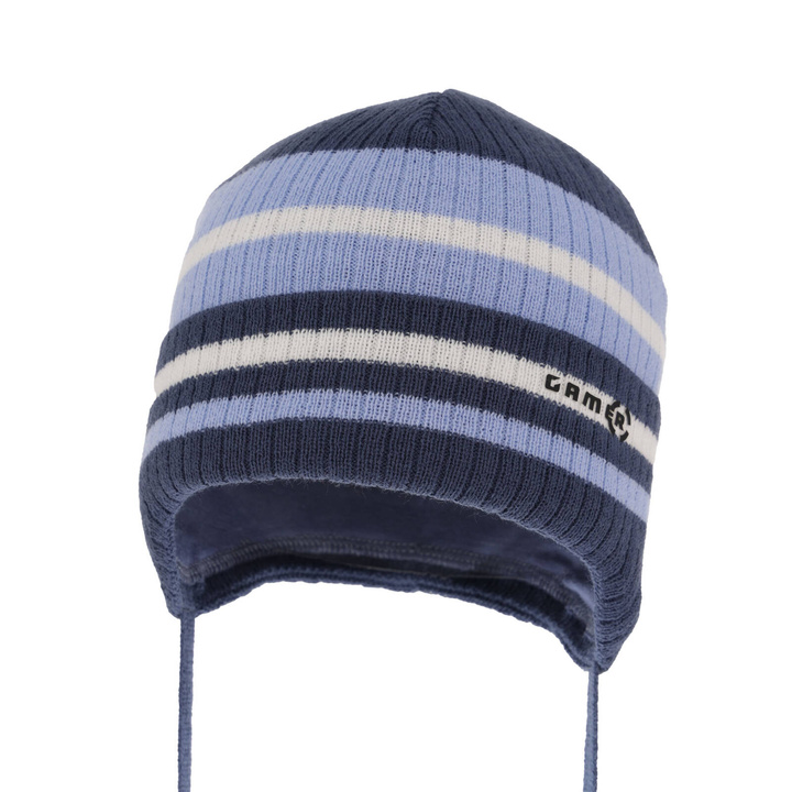 Bonnet automne/printemps garçon, bleu foncé, avec liens, Oleander