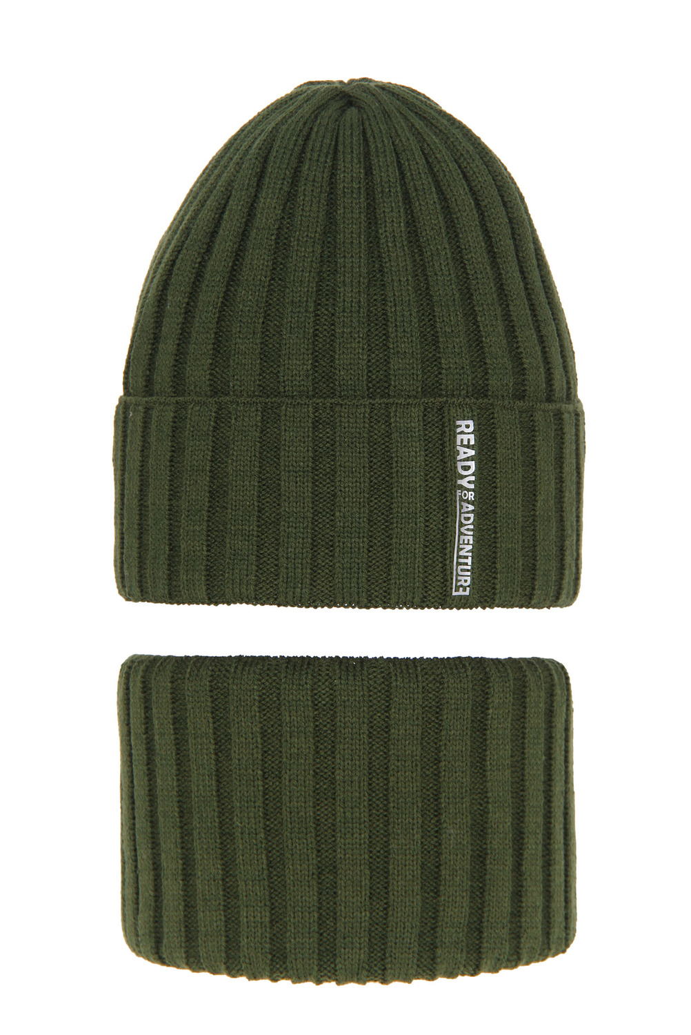 Jongens winter set muts en buissjaal, khaki, Livido