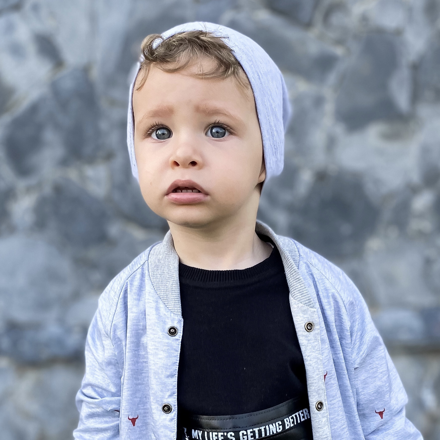 Jongens herfst/lente set muts en sjaal, blauw, katoenen, Hazel