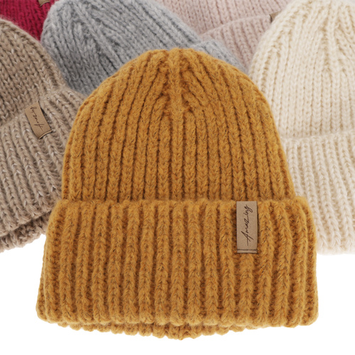 Bonnet d'hiver femme, blanche, avec laine mérinos, Caro