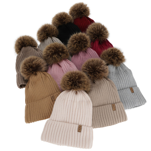 Dames wintermuts, bordowa, met merinowol, Zamira