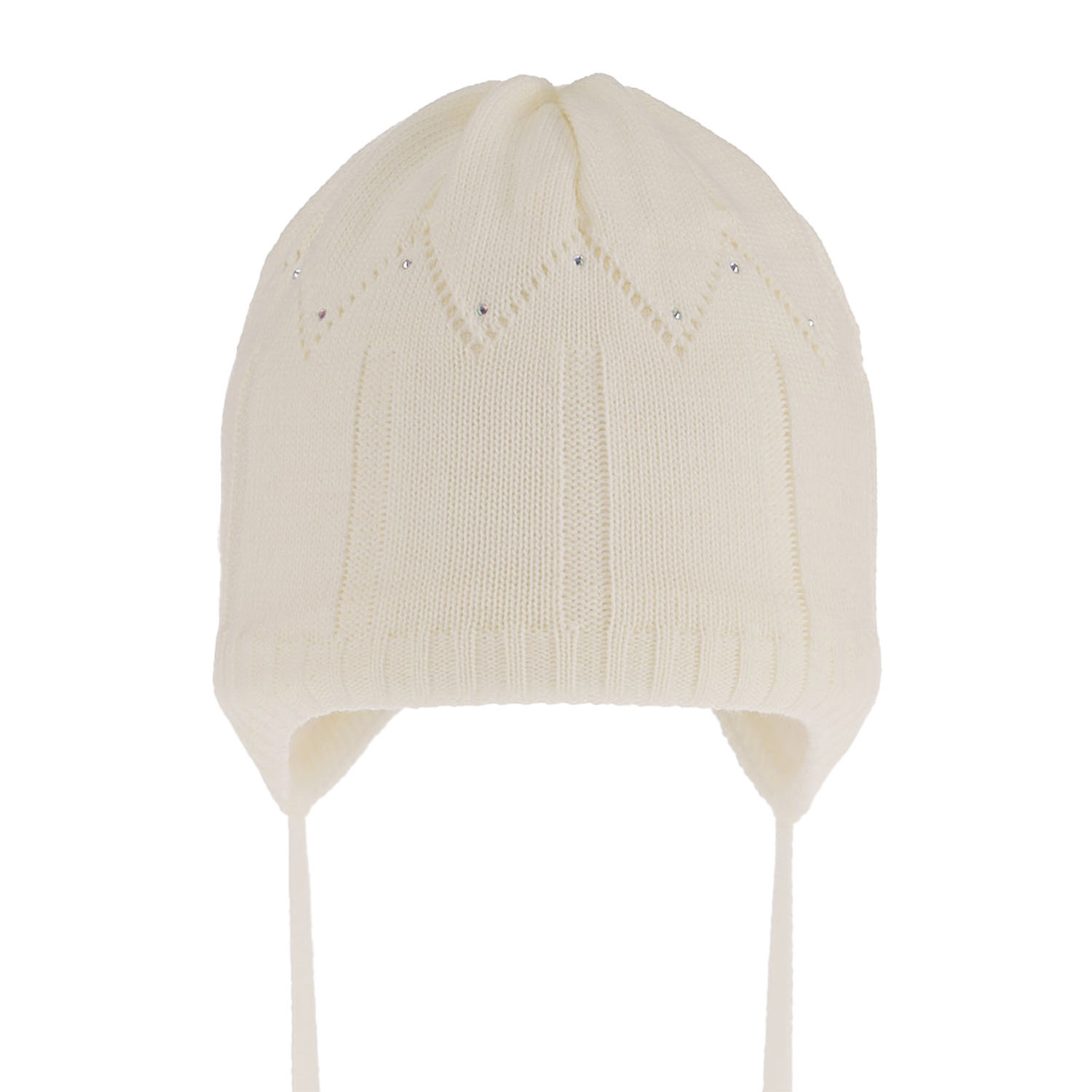 Bonnet automne/printemps fille, crème, avec liens, Mercja