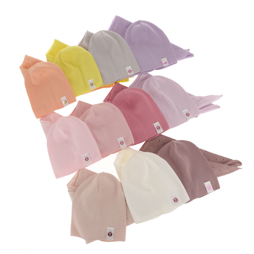 Ensemble automne/printemps fille: bonnet et snood, rose, Blanche