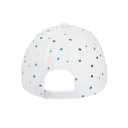 Meisjes baseballpet, wit met zilveren harten, katoenen, Pretty