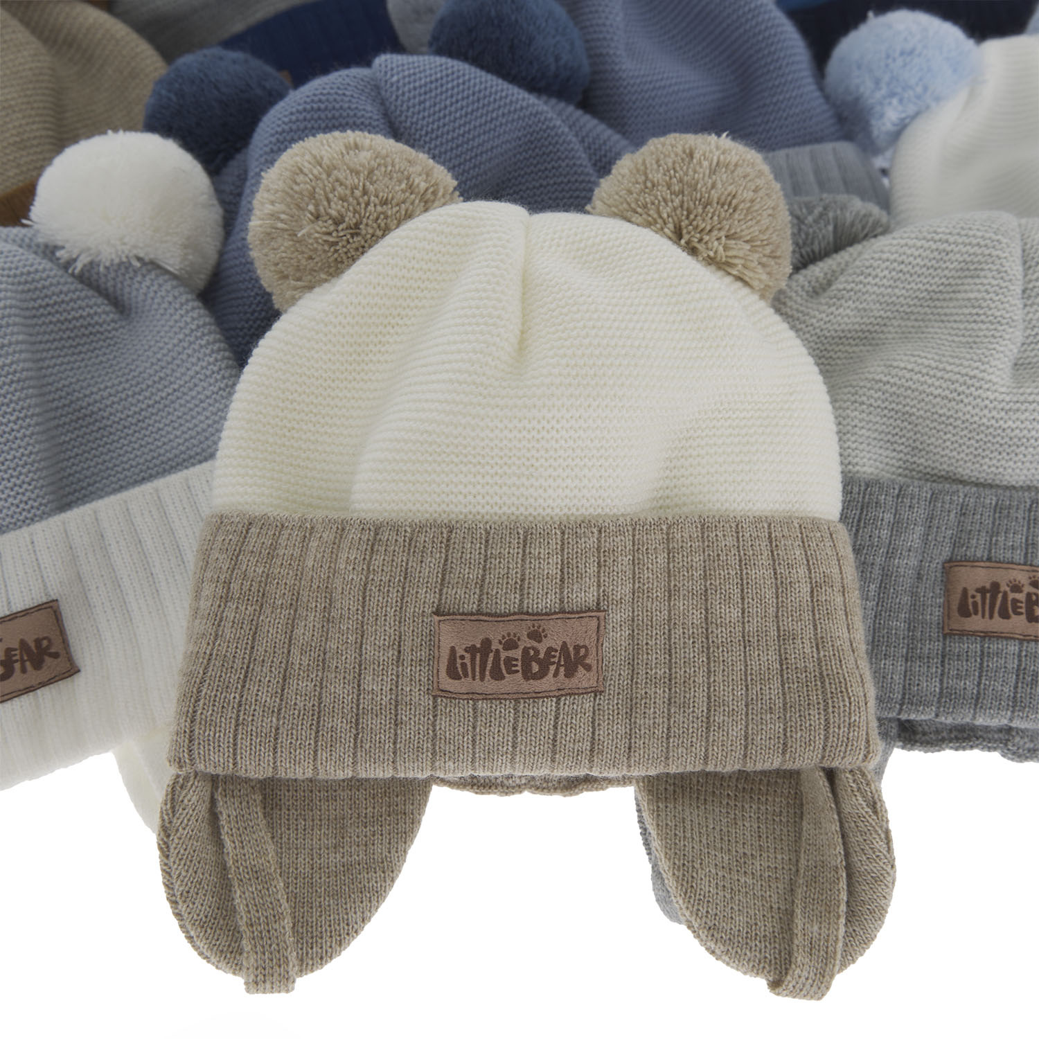 Bonnet automne/printemps garçon, gris, avec deux pompons, avec liens, Gigant