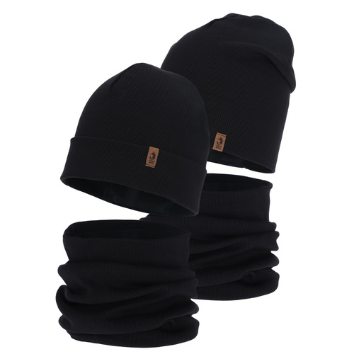 Jongens herfst/lente set (muts en buissjaal), zwart, Amalfi