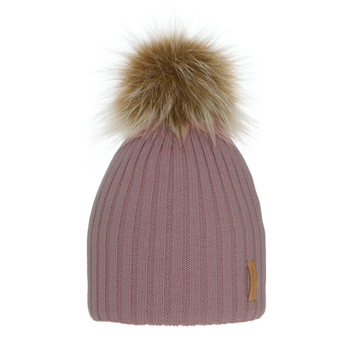 Meisjes wintermuts, roze, met garen pompon, Werbena