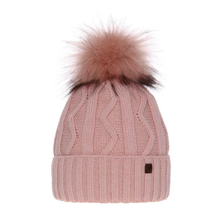 Dames wintermuts, roze, met garen pompon, Renika