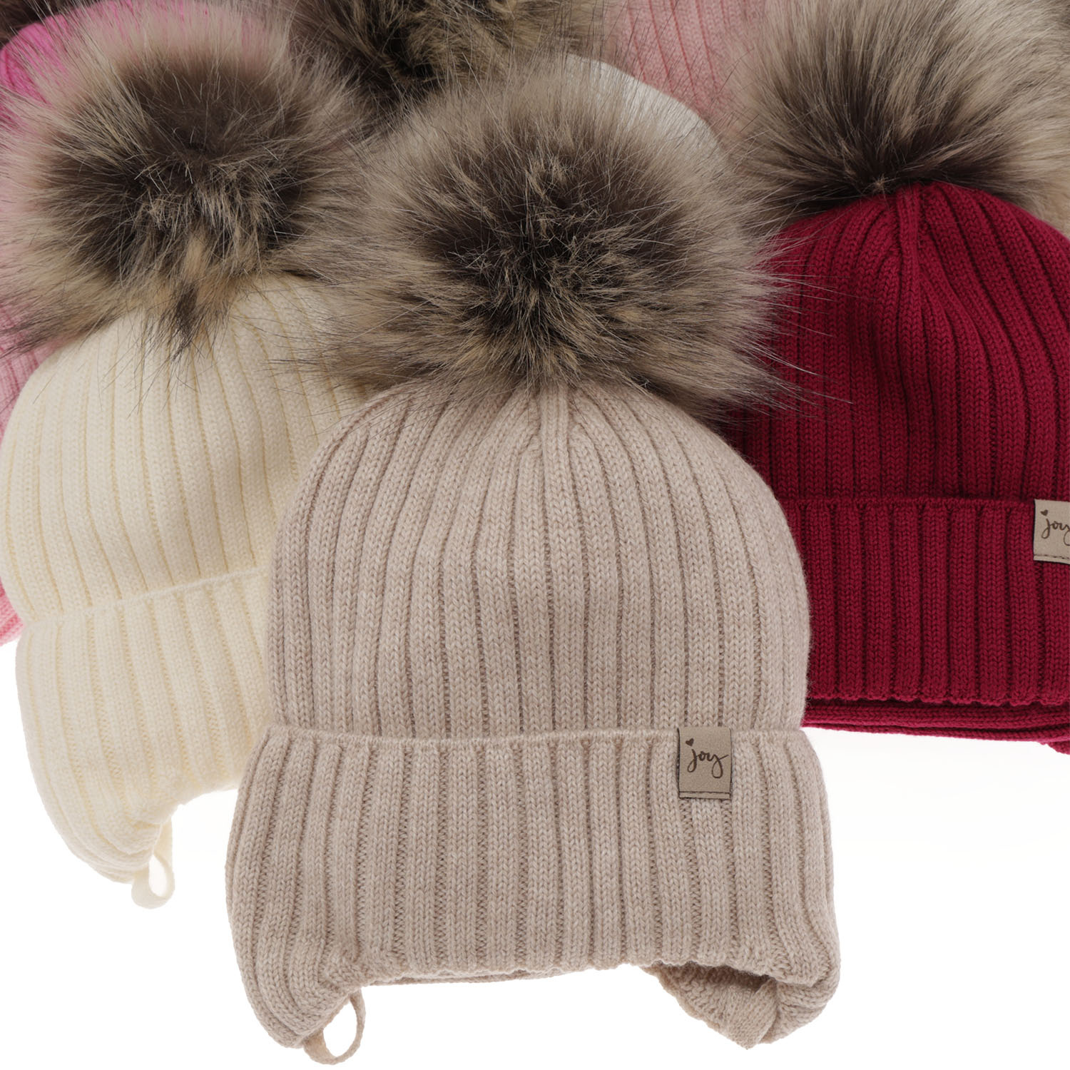 Ensemble d'hiver fille: bonnet et snood, gris, avec laine mérinos, avec liens, Junika