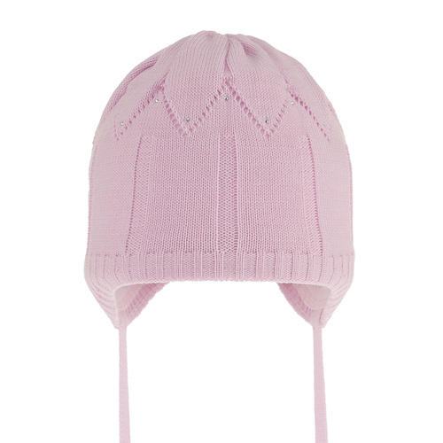 Bonnet automne/printemps fille, lilas, avec liens, Mercja