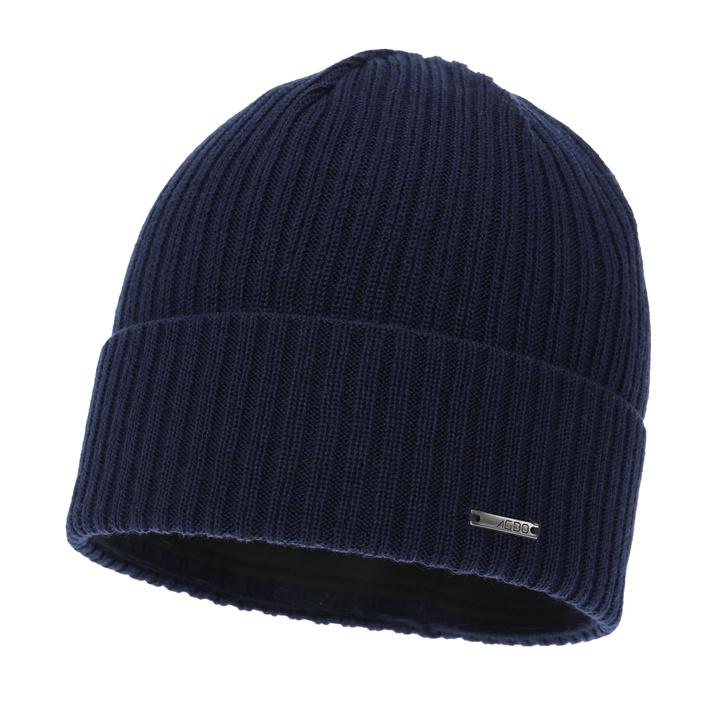 Heren wintermuts, marineblauw, met merinowol, Baltor