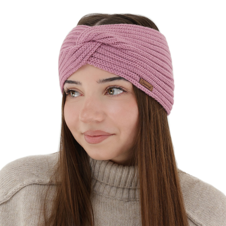 Dames winter hoofdband, paars, 100% Merino Wol, Veka