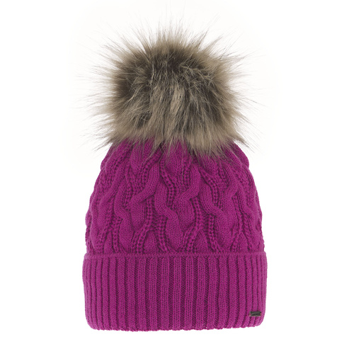 Bonnet d'hiver femme, rose, avec pompon, Deva