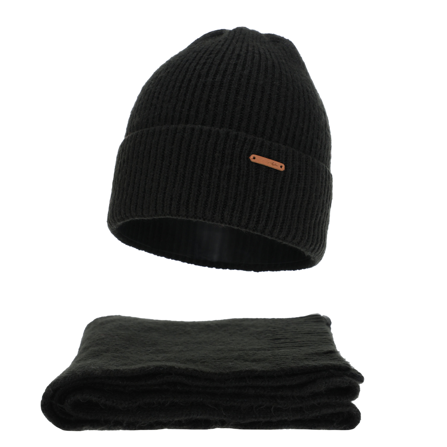 Dames winter set: muts en sjaal, beige, met merinowol, Seala