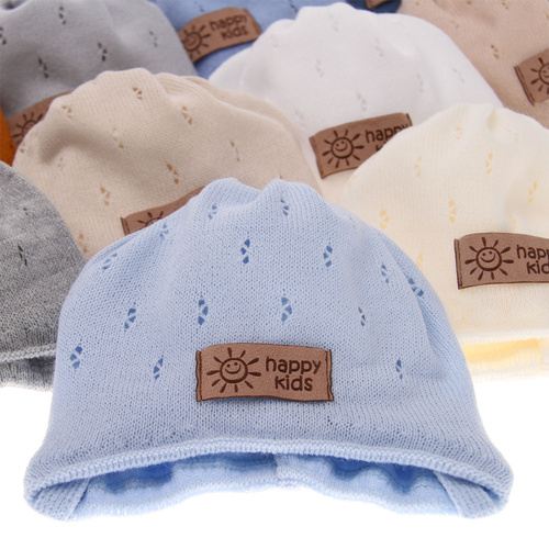 Jongens herfst/lente muts, blauw, met bindkoorden, Bobi