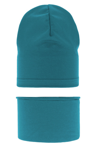 Jongens herfst/lente set muts en buissjaal, groen, katoenen, Hazel