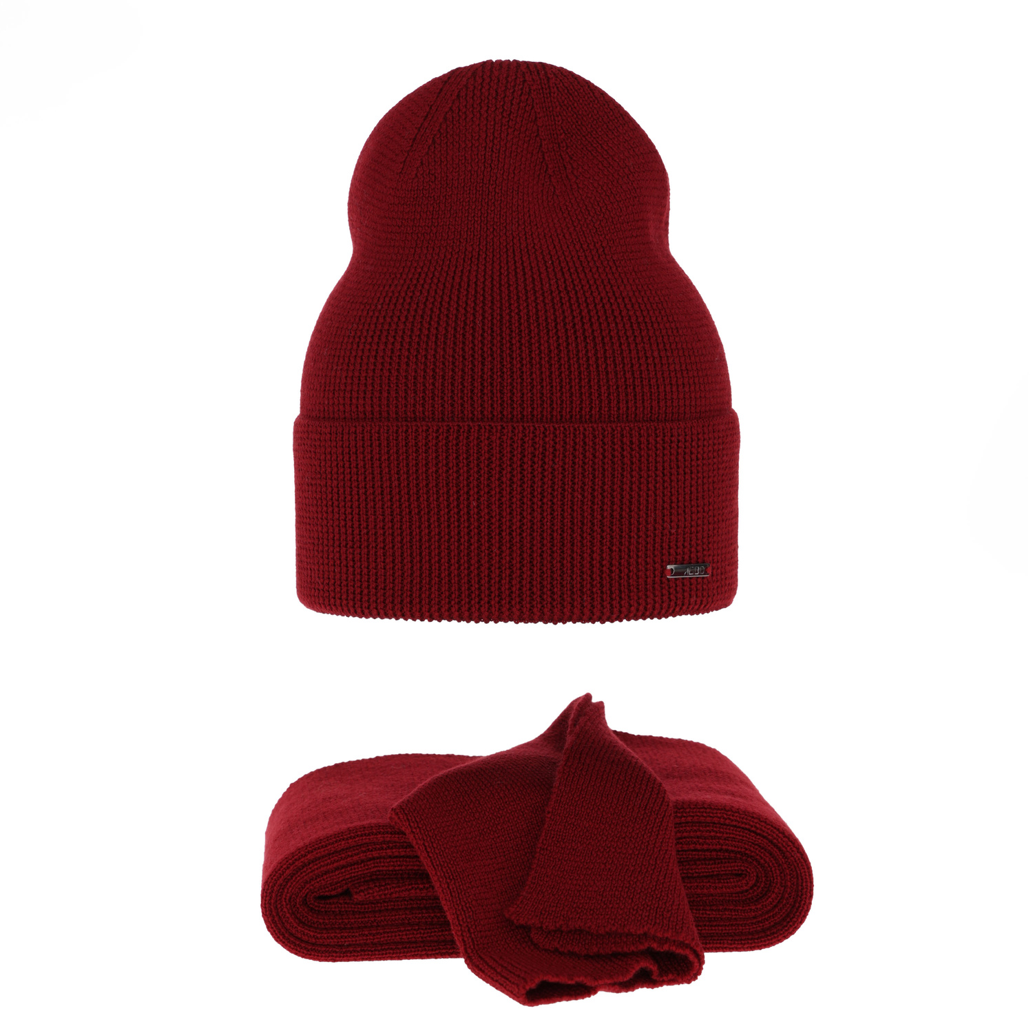 Ensemble d'hiver femme: bonnet et écharpe, bordé, avec laine mérinos, Melpomena