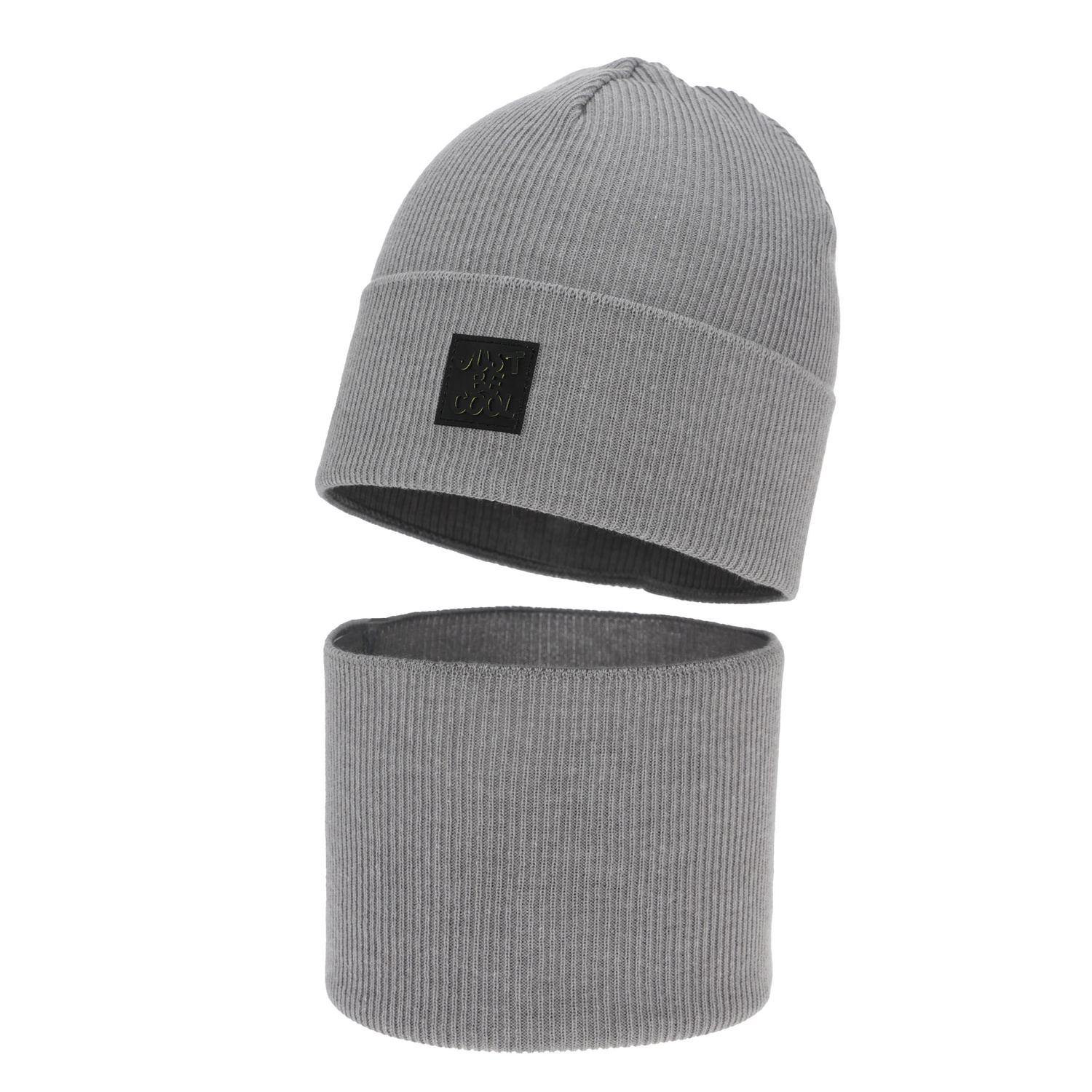 Jongens herfst/lente set (muts en buissjaal), met katoen, lichtgrijs, Jonas