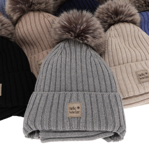 Ensemble d'hiver garçon: bonnet et snood, brun, avec laine mérinos, doublé de coton, Morti