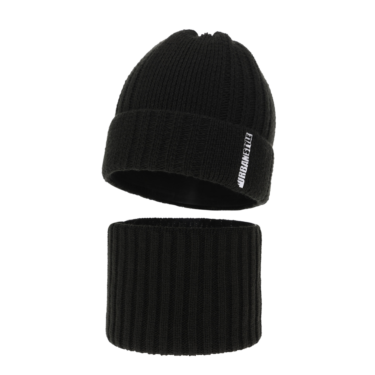 Ensemble d'hiver garçon: bonnet et snood, noir, Balaton