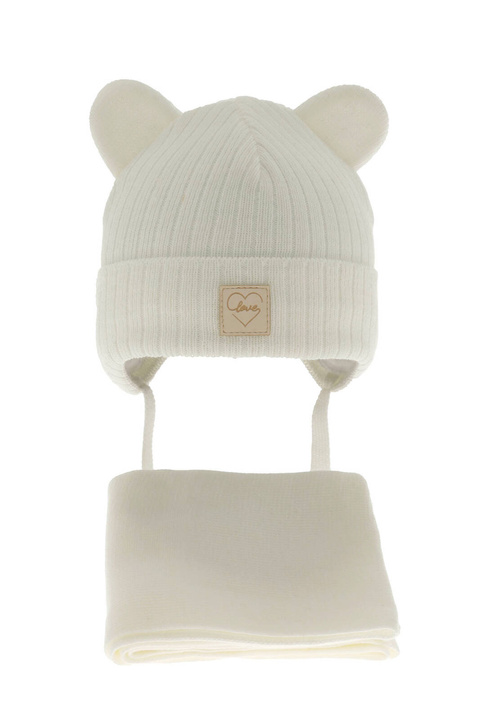 Ensemble d'hiver fille: bonnet et écharpe, crème, Antola