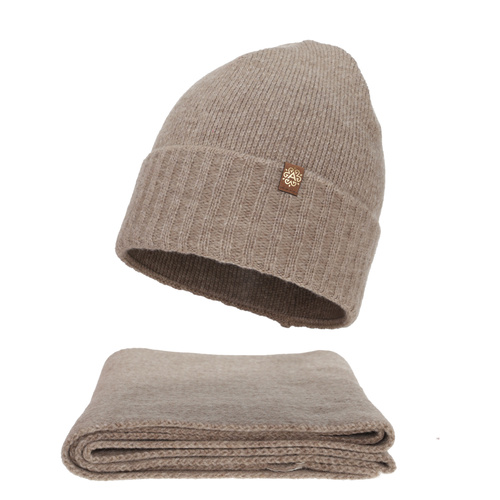 Dames winter set (muts en sjaal), lichtbeige, Shasta