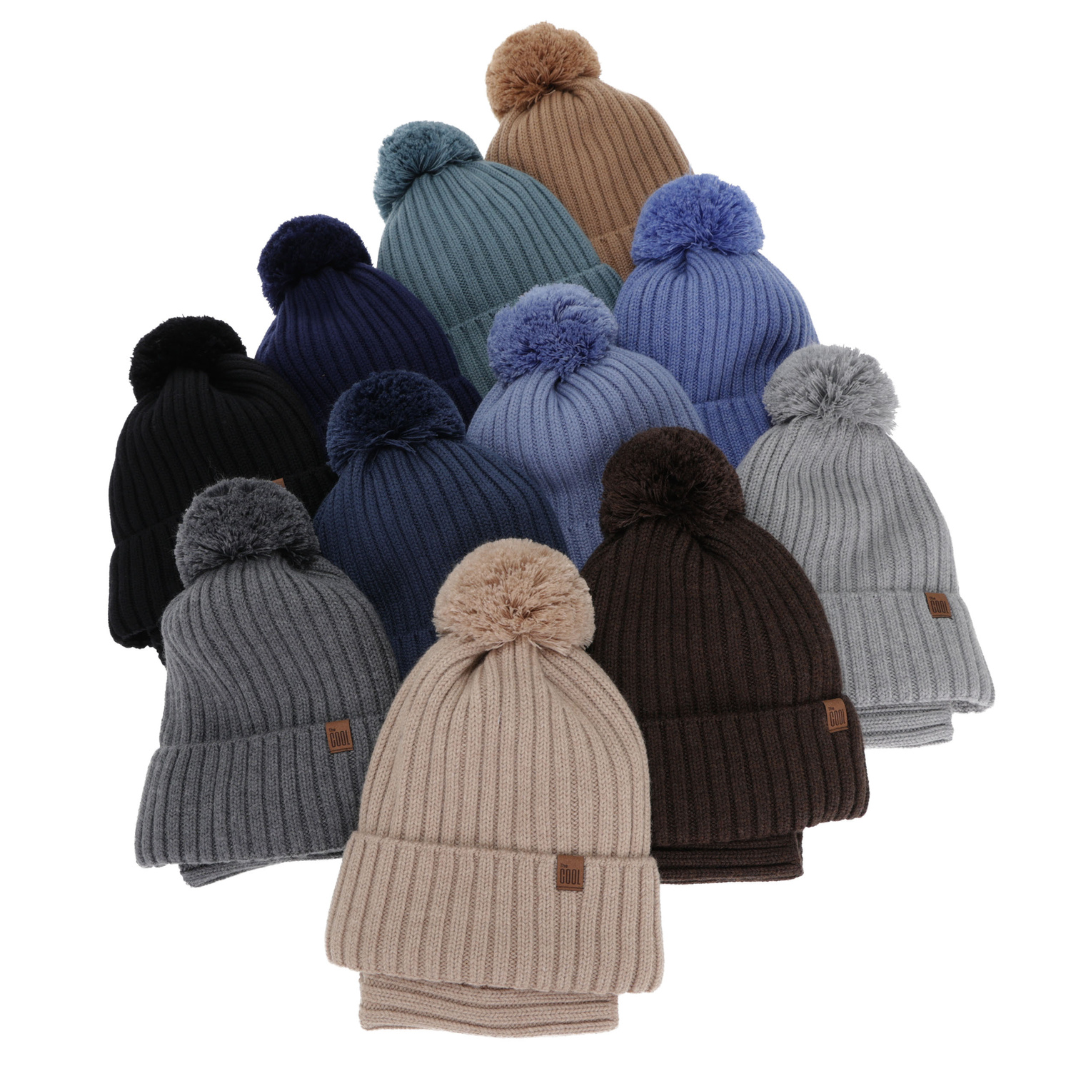 Jongens winter set: muts en buissjaal, 100% Merino Wol, gevoerd met katoen, camel, Tolmar