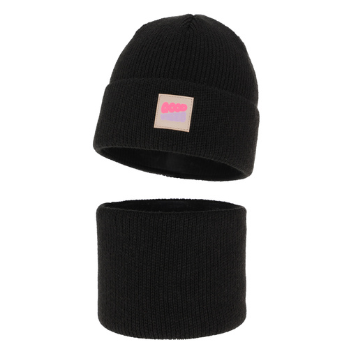 Ensemble d'hiver fille: bonnet et snood, noir, Josephin