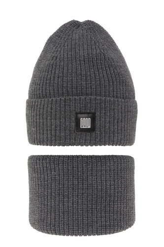 Ensemble d'hiver garçon: bonnet et snood, gris, Amadeo
