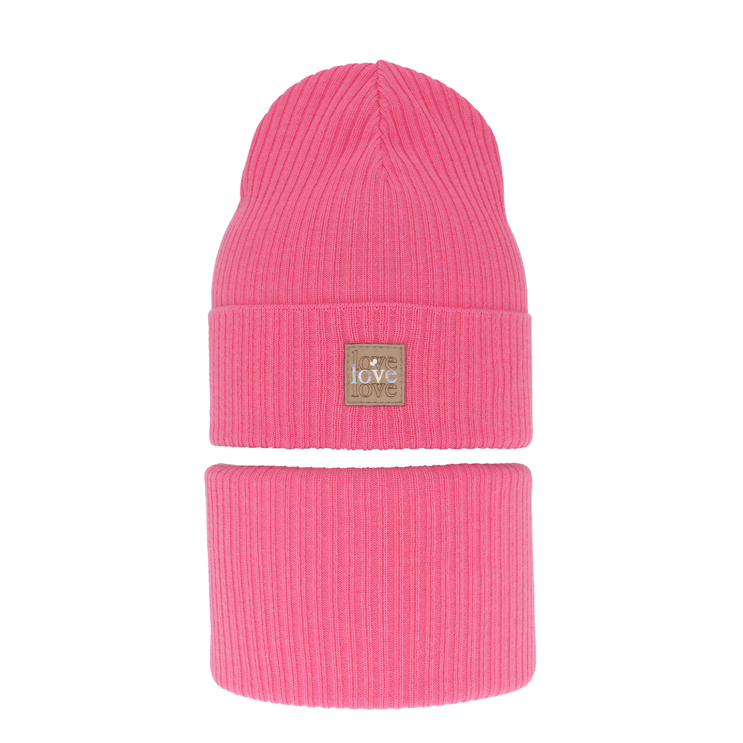 Ensemble automne/printemps fille: bonnet et snood, met katoen, rose, Furora