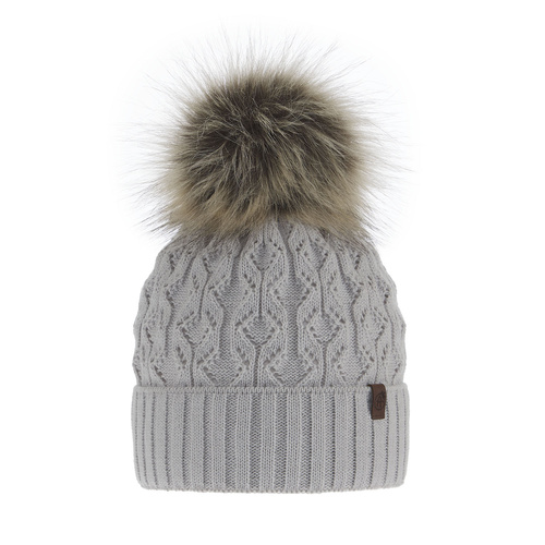 Bonnet d'hiver femme, hiver, grigio, avec pompon, Katty
