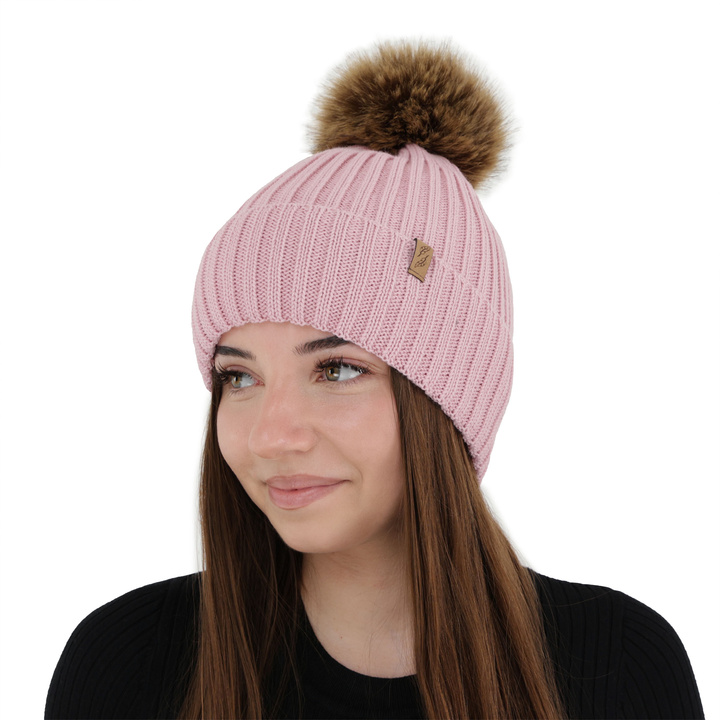 Dames wintermuts, camel, met merinowol, Zamira