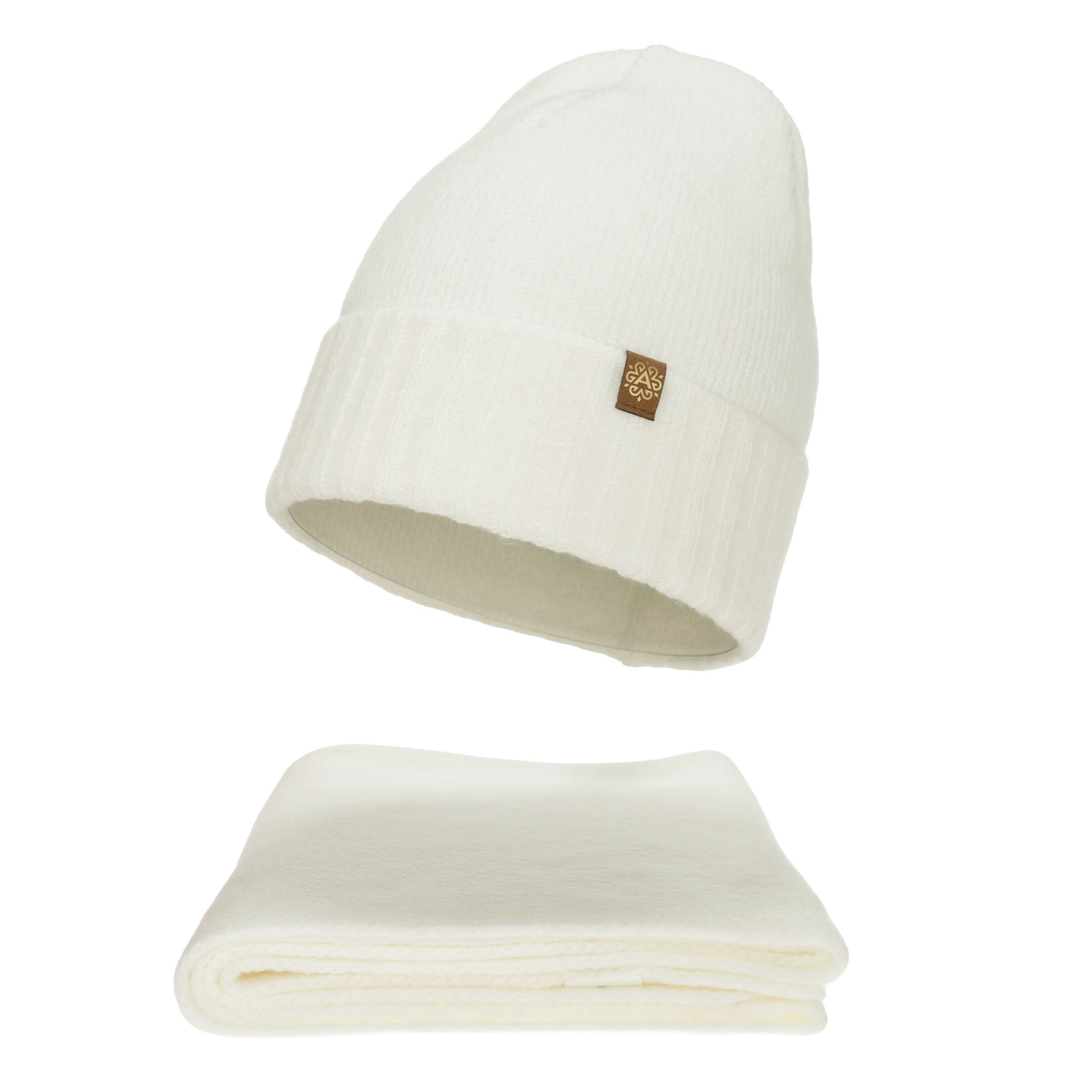 Dames winter set (muts en sjaal), wit, Shasta