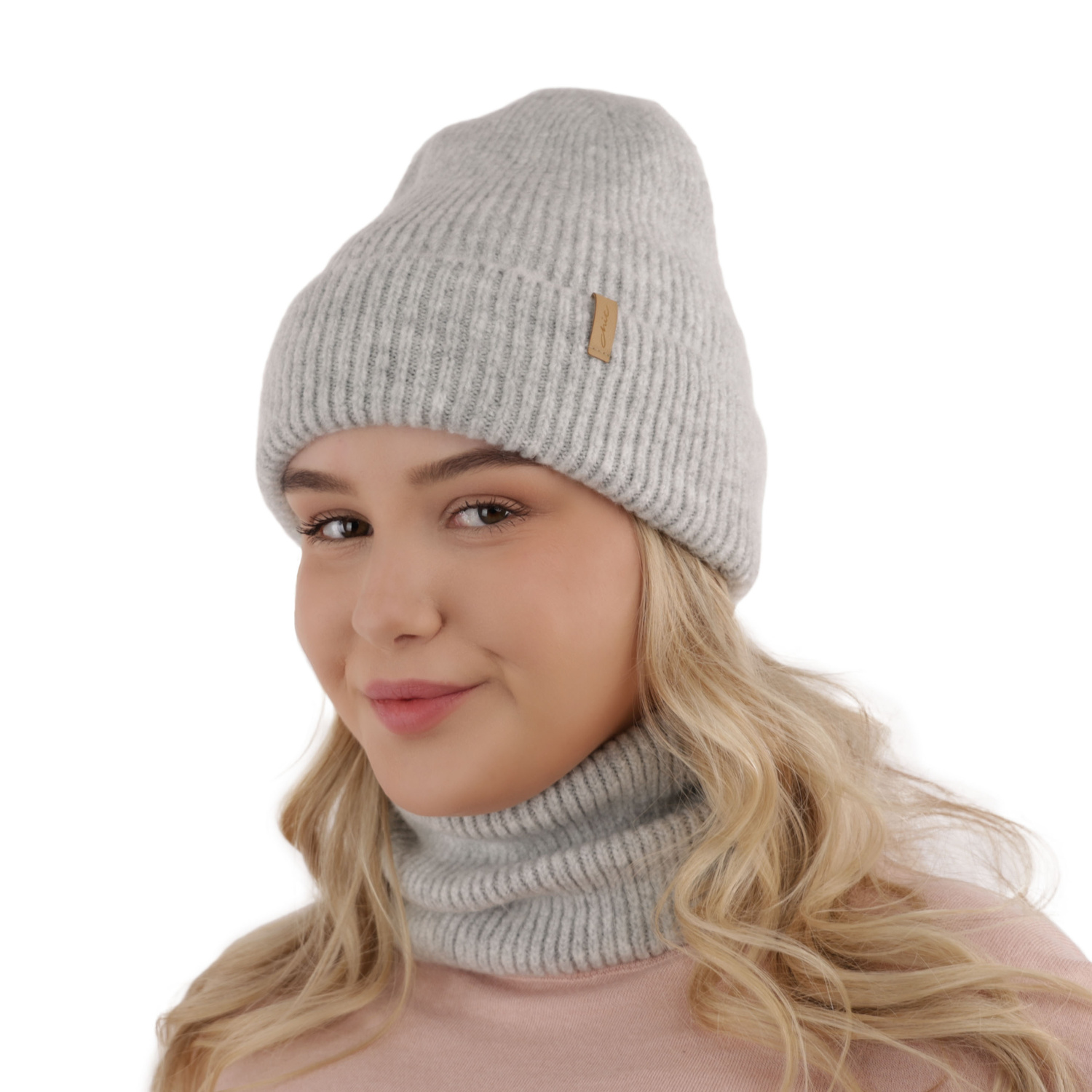 Ensemble d'hiver fille: bonnet et snood, gris, Edila