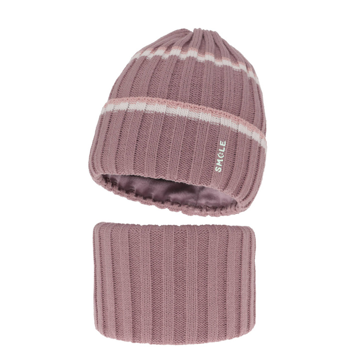 Ensemble d'hiver fille: bonnet et snood, violet, Judit