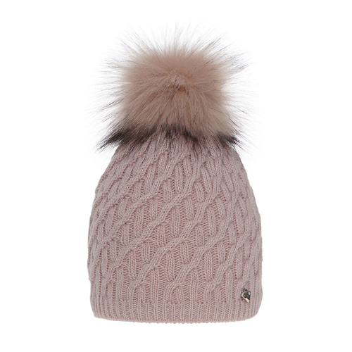 Dames wintermuts, roze, met garen pompon, Kaskada