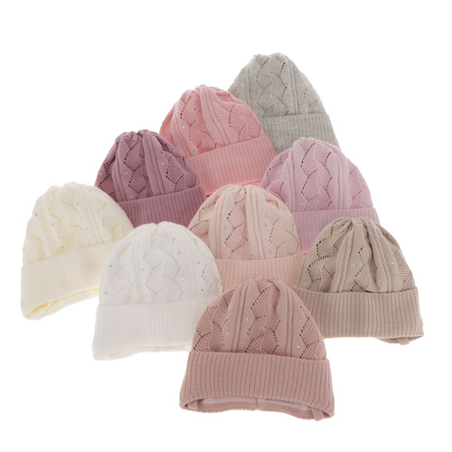 Bonnet automne/printemps fille, beige, avec liens, Marinetta