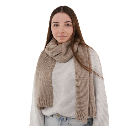 Écharpe d'hiver femme, beige, avec laine mérinos, Loretta